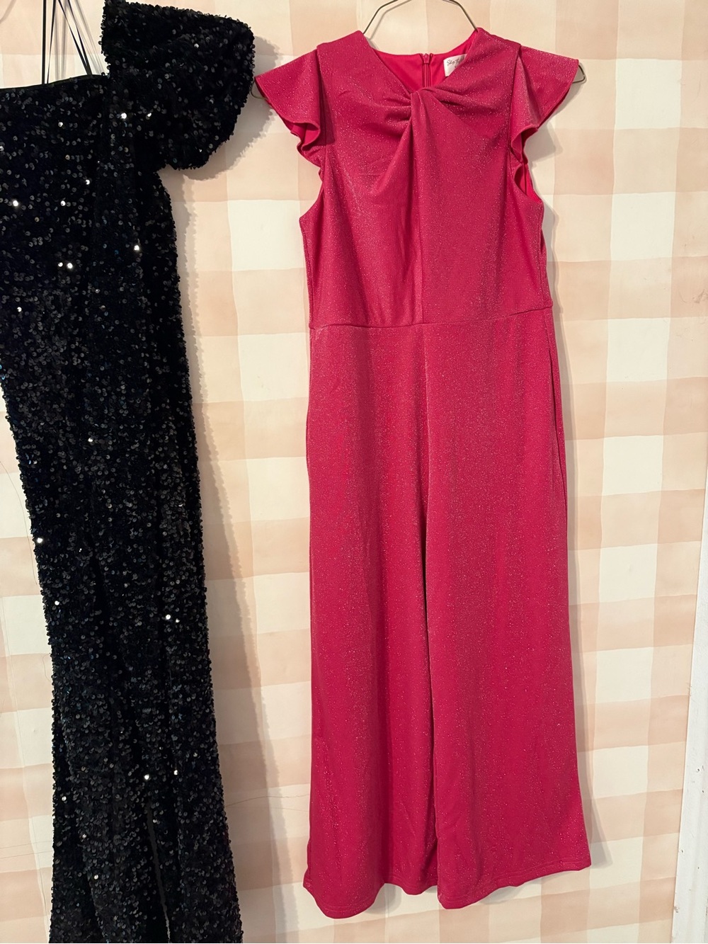 Girls Pink Flutter-Sleeve Jumpsuit Mint Julep Boutique 14/16